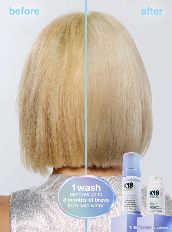 K18 triple bright Fioletowy szampon w piance do włosów blond 443ml.jpg