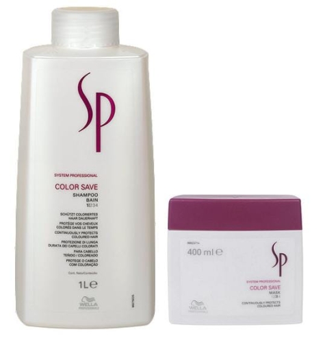 Wella Sp Color Save - Szampon + maska do włosów farbowanych 1000ml + 400ml